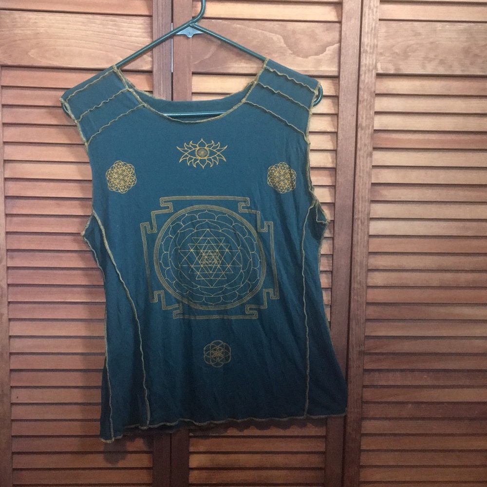 Teal sacred geometry shirt